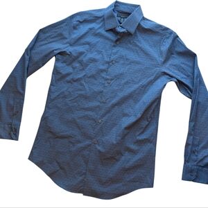 Alfani Slim Fit Geometric Print Button Down Shirt Blue Mens Medium